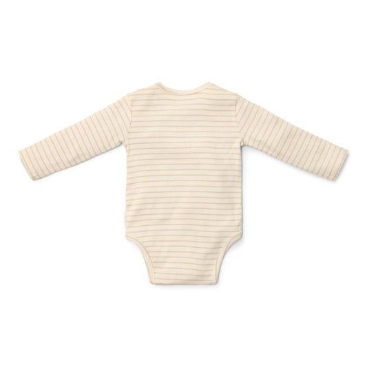 Little Dutch Wickelbody mit langen Ärmeln Beige Newborn Naturals Streifen