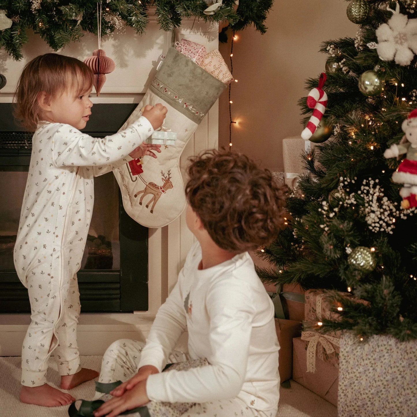 Little Dutch Weihnachts Pyjama Beige Little Christmas