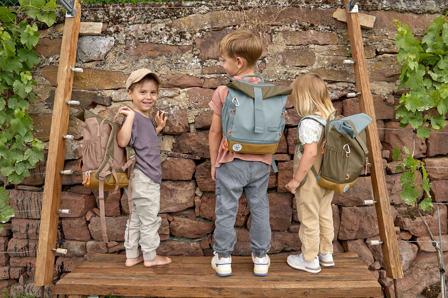 Kindergartenrucksack Rolltop Nature Braun Lässig