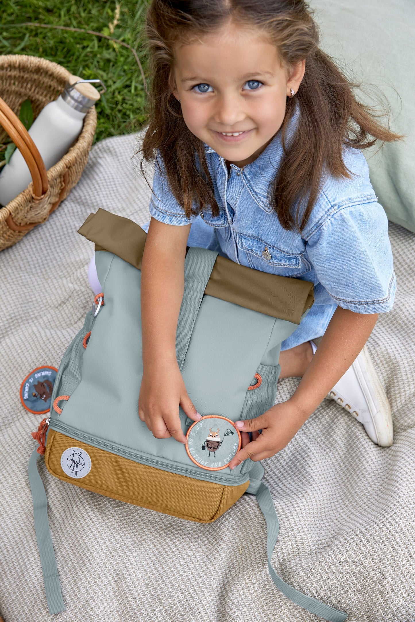 Kindergartenrucksack Rolltop Nature Hellblau Lässig