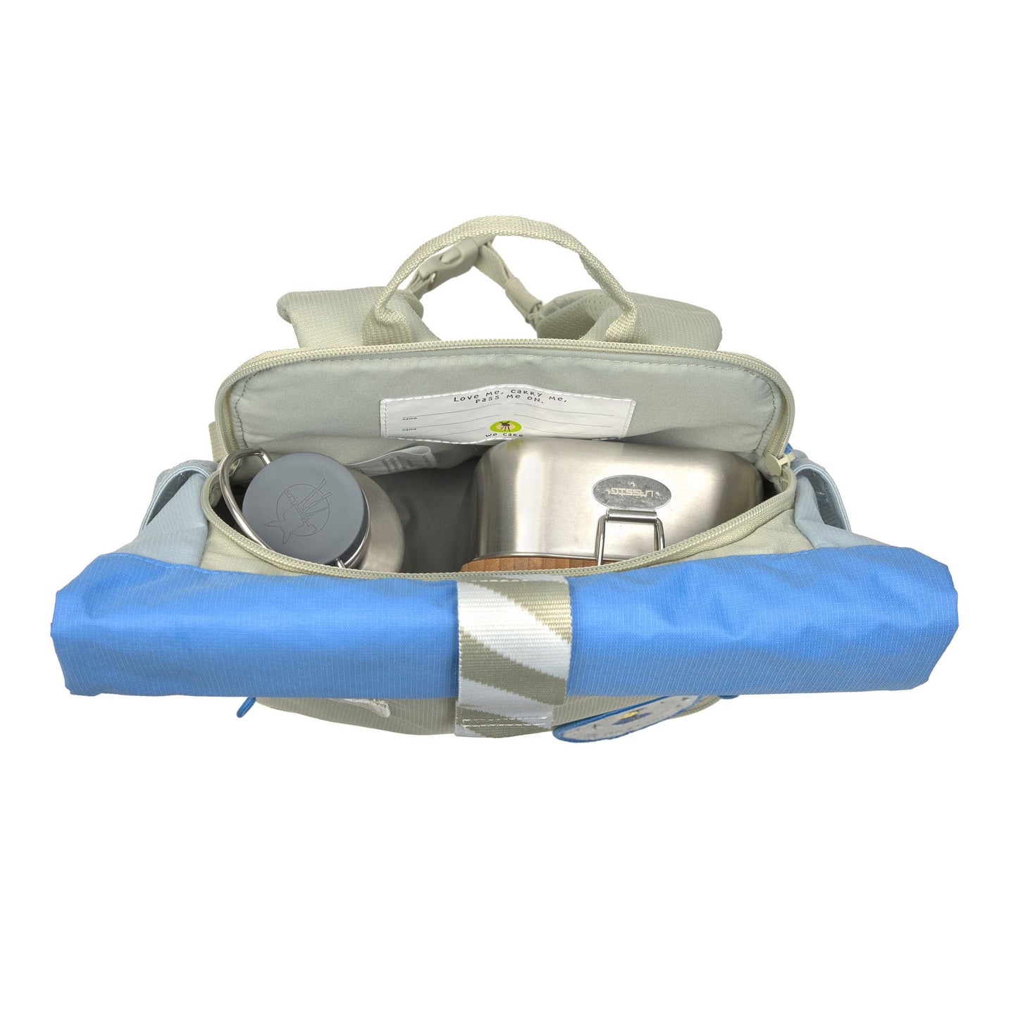 Kindergartenrucksack Rolltop Sunny Explorer Grün Blau Lässig