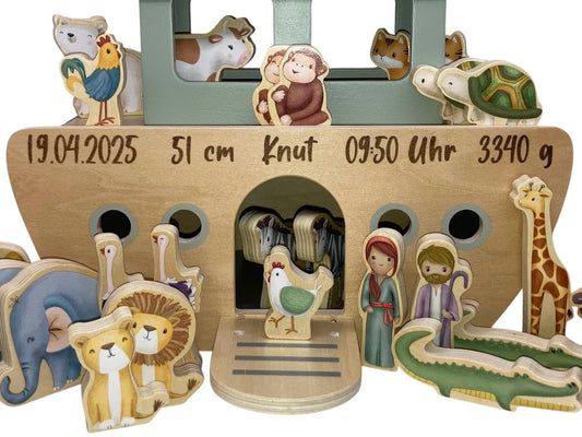 Arche Noah Holz personalisiert Zur Geburt Little