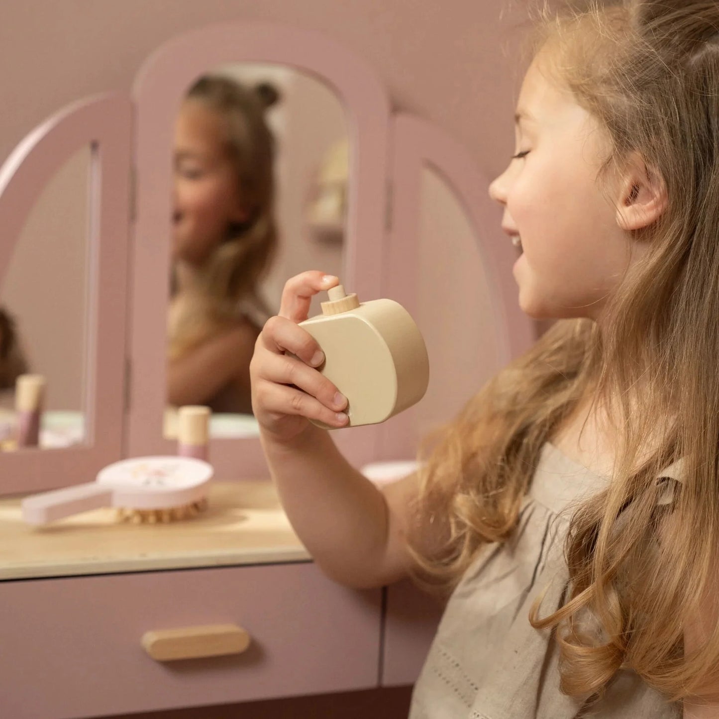Little Dutch rosa Schminktisch Holz der Frisiertisch