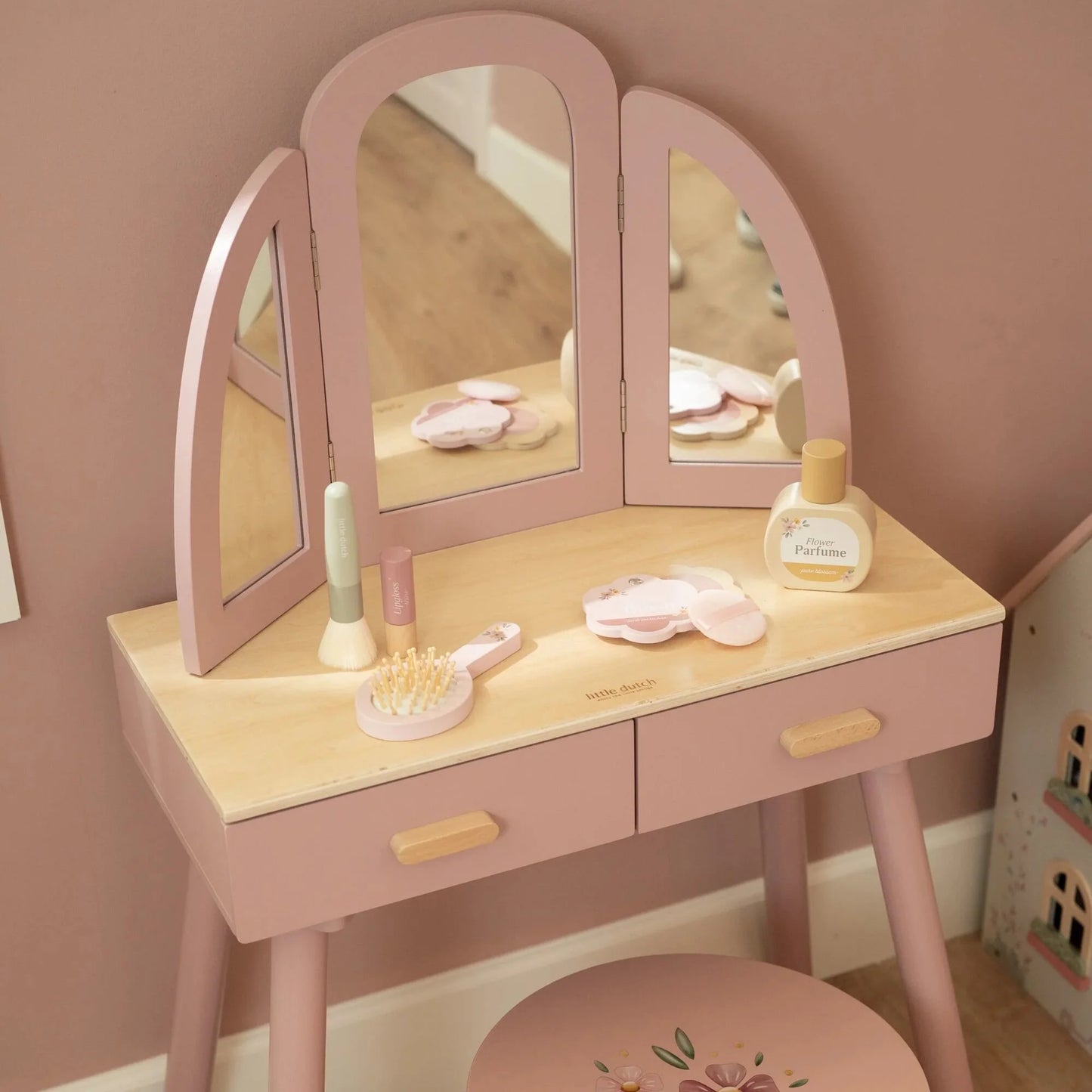 Little Dutch rosa Schminktisch Holz der Frisiertisch