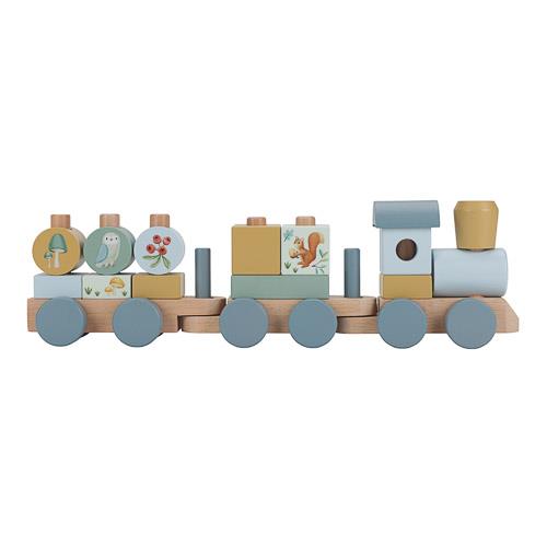 Little Dutch Holz Eisenbahn blau mit Steck Formen Forest Friends