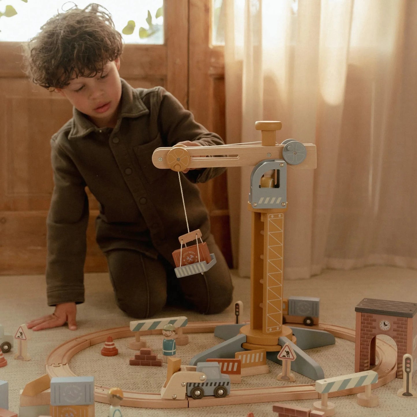 Little Dutch Kran Set Holz Spielset mit Zubehör