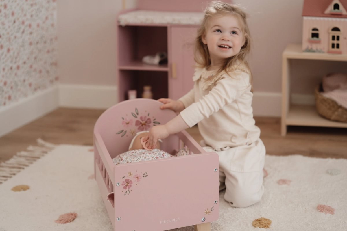 Little Dutch Puppenbett Holz mit Textilien Soft Flowers
