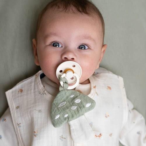 Little Dutch Schnullertuch Pilz grün Forest Friends Bio-Musselin