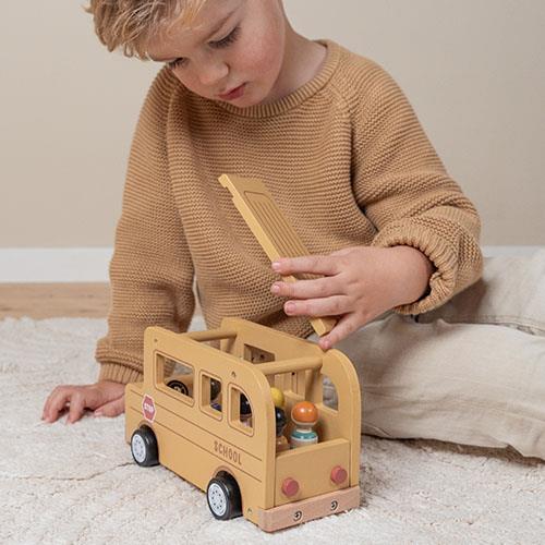 Little Dutch Schulbus Holz mit Spielfiguren
