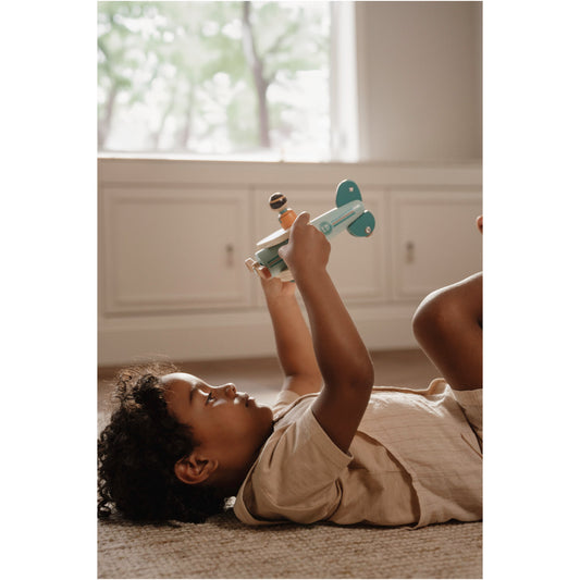 Little Dutch Spielzeugflugzeug Blau aus Holz