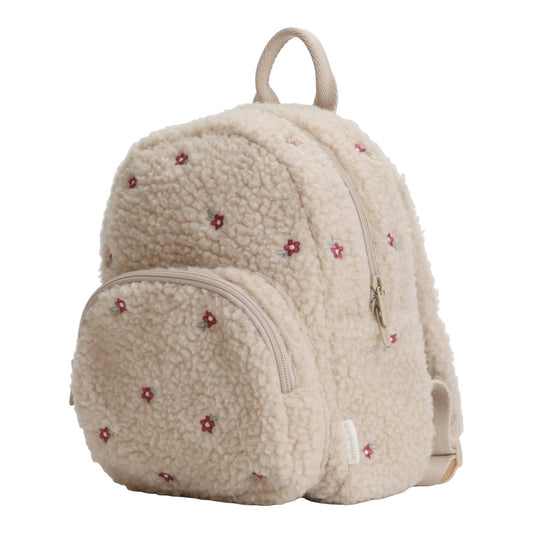 Kinderrucksack Teddy mit Blumen Sand Little Dutch