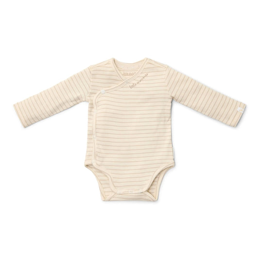 Little Dutch Wickelbody mit langen Ärmeln Beige Newborn Naturals Streifen