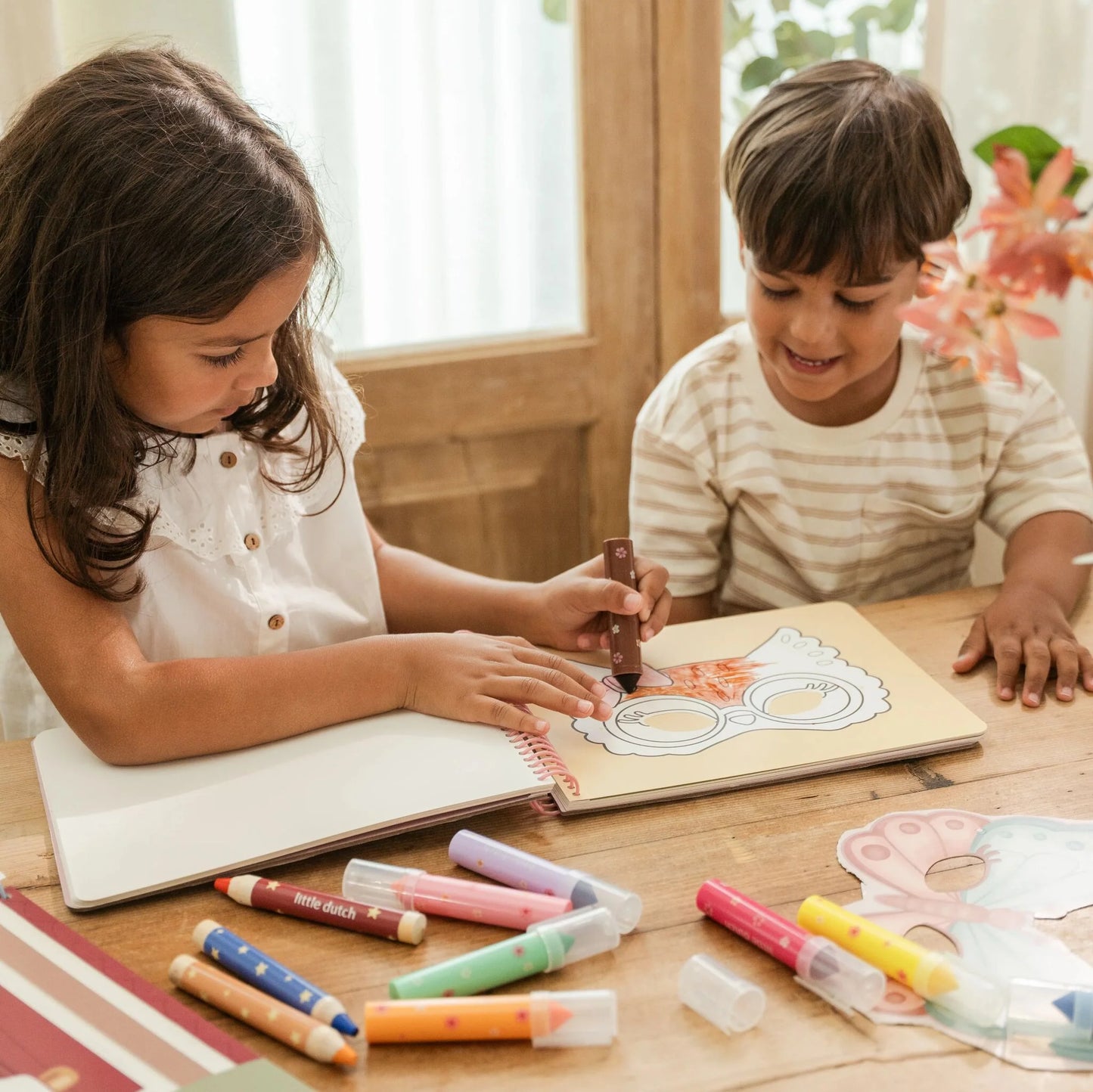 Little Dutch Ausschneide-Masken Essentials „Rosa“ | Bastelset zum Ausschneiden & Gestalten