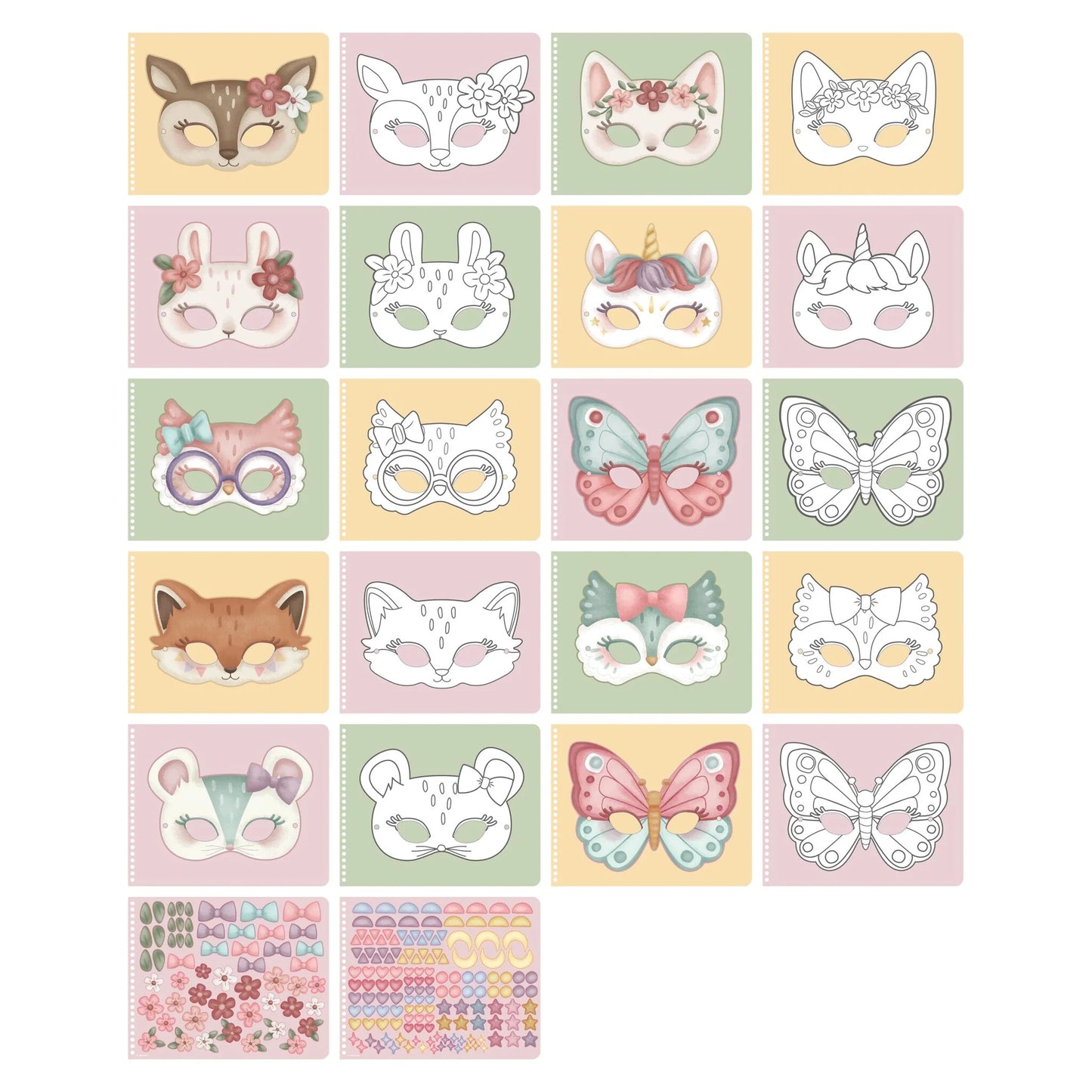 Little Dutch Ausschneide-Masken Essentials „Rosa“ | Bastelset zum Ausschneiden & Gestalten