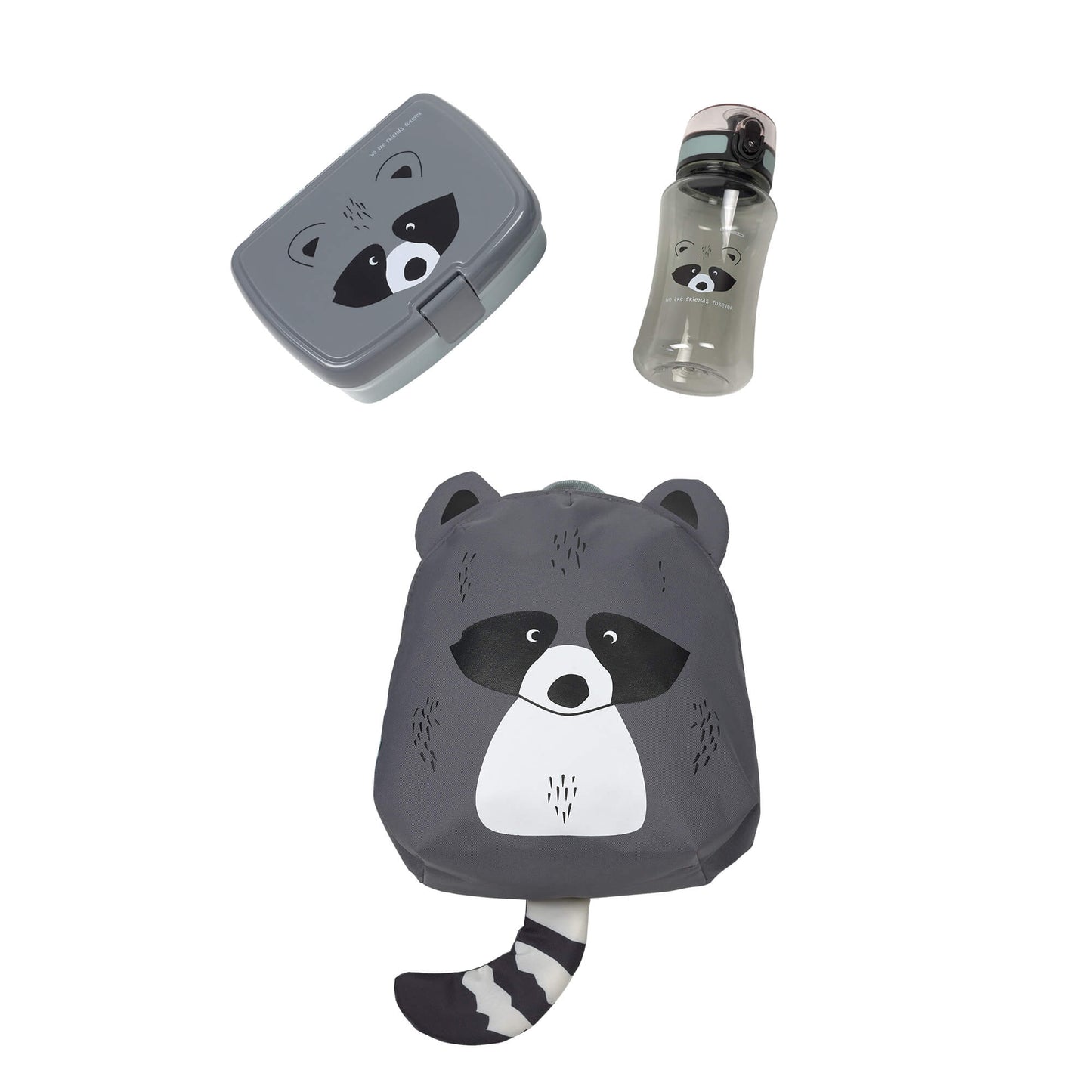 Kindergartenrucksack Tiny Waschbär Grau Lässig
