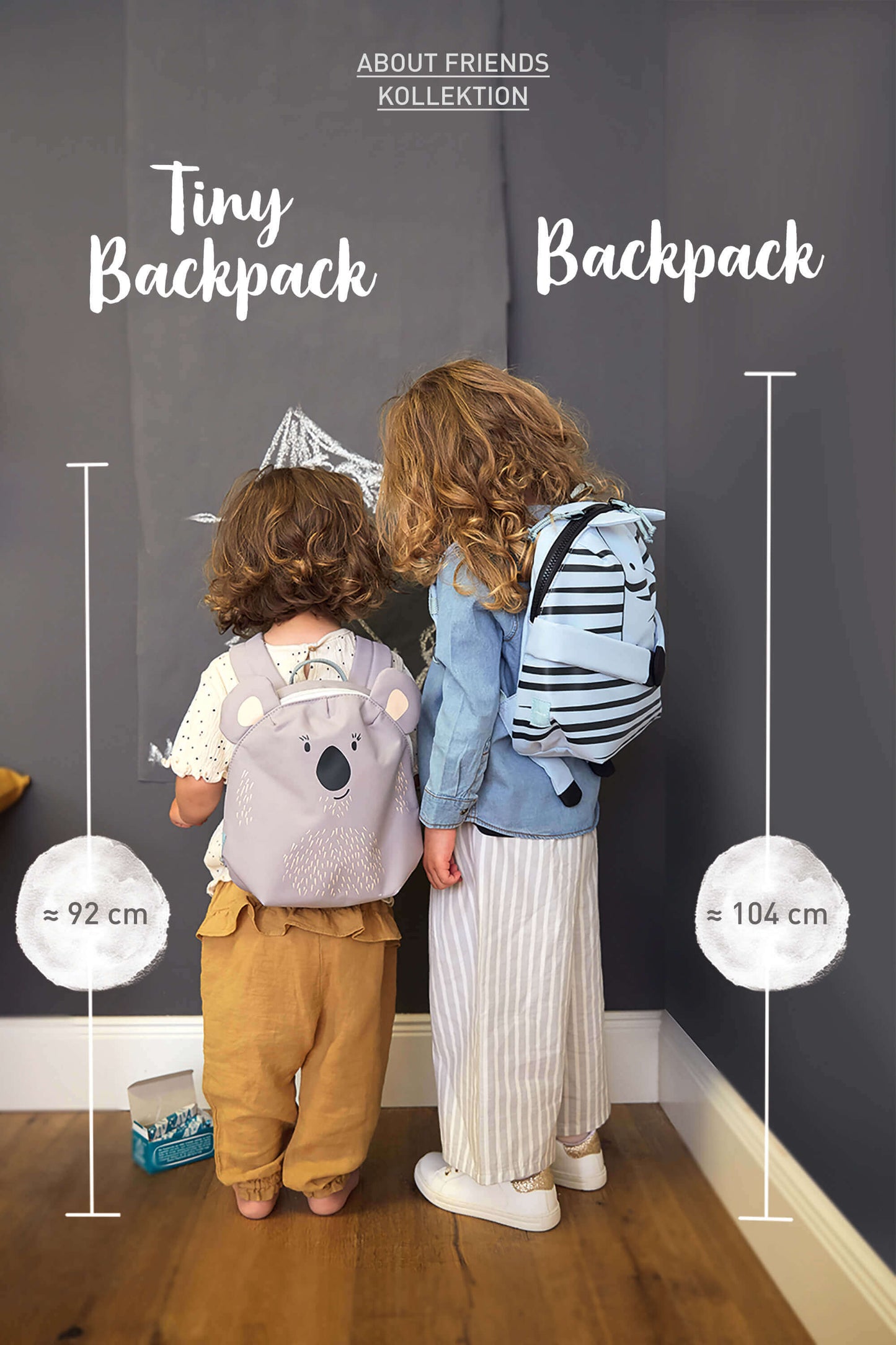 Kindergartenrucksack Tiny Waschbär Grau Lässig
