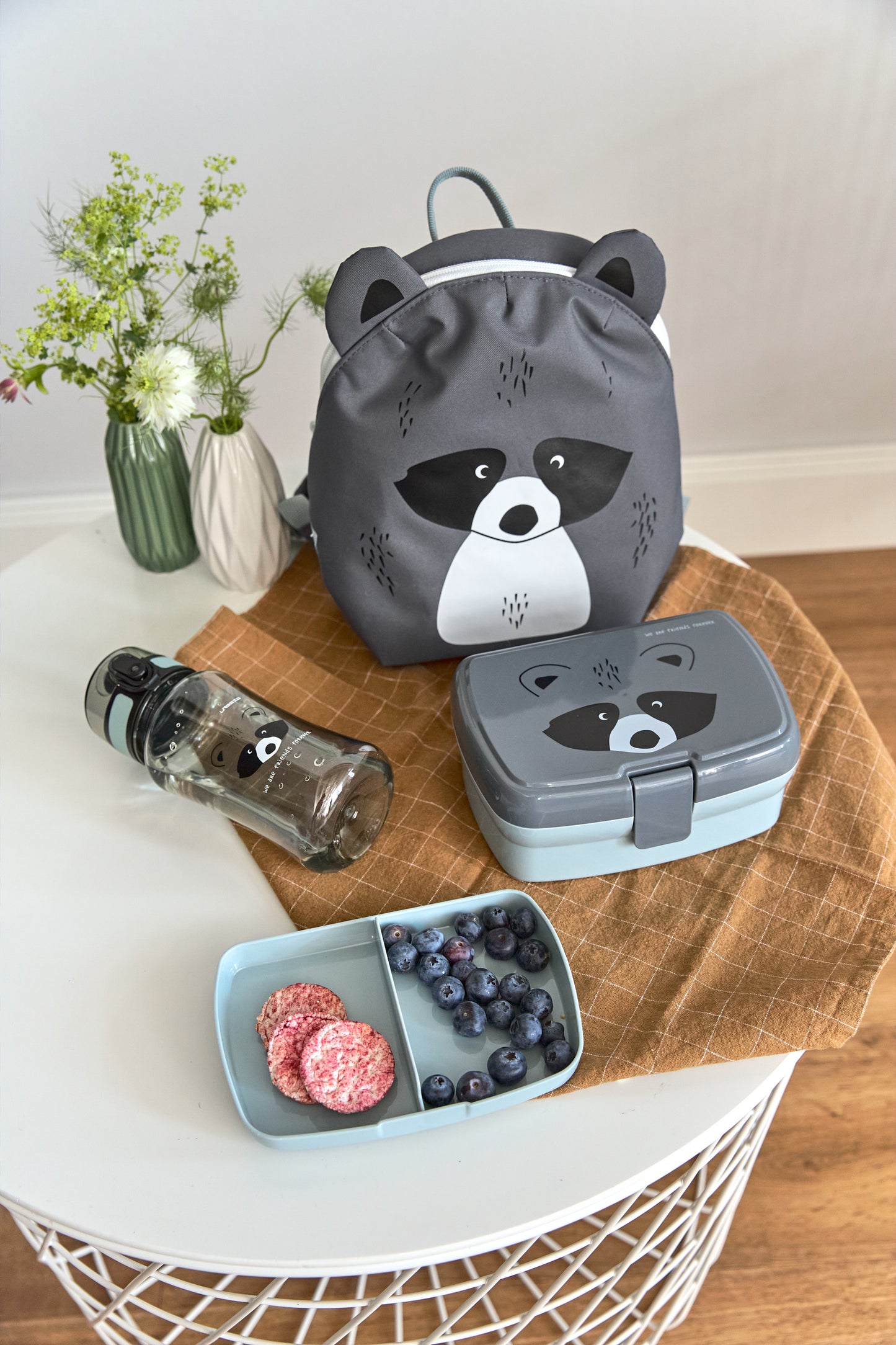 Kindergartenrucksack Tiny Waschbär Grau Lässig