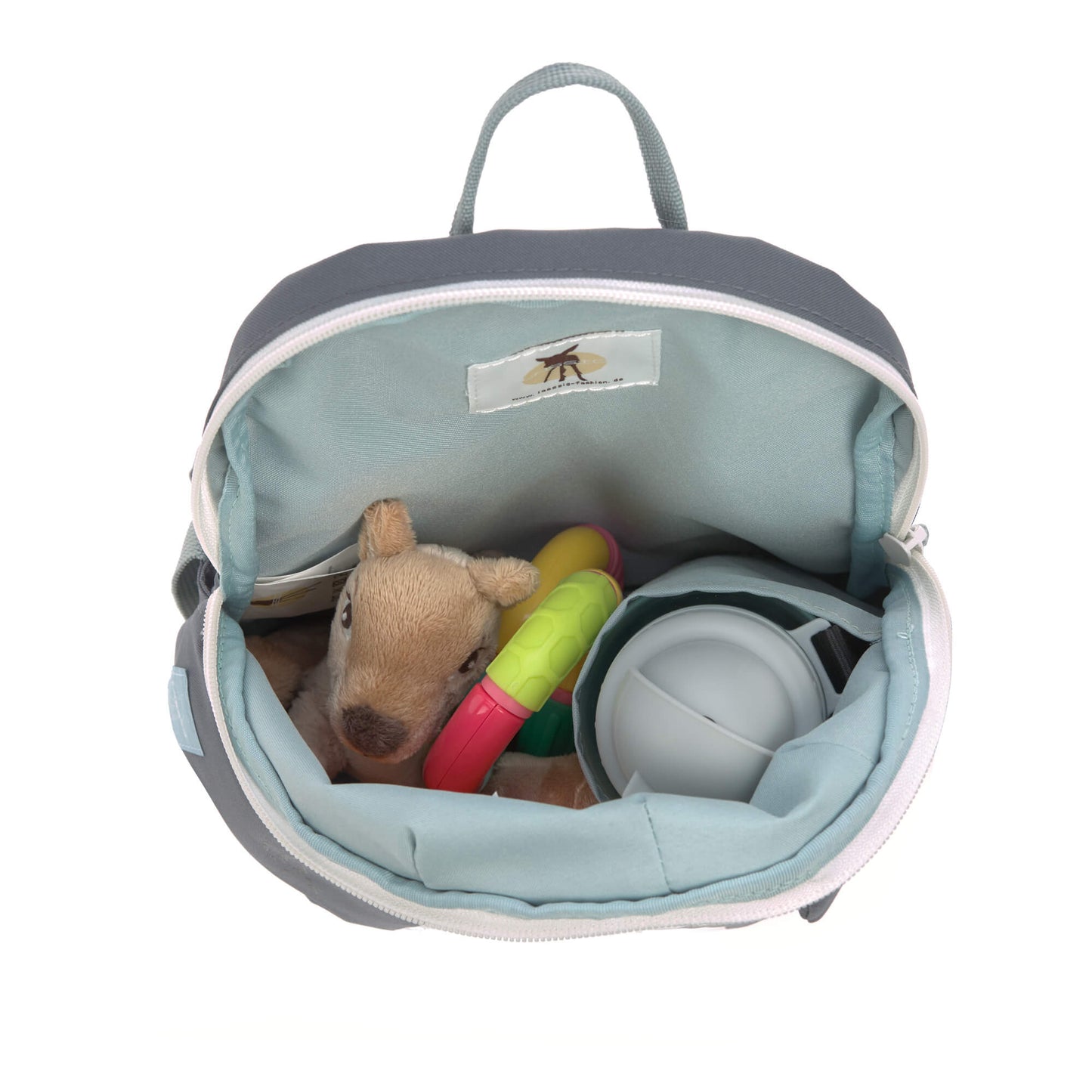 Kindergartenrucksack Tiny Waschbär Grau Lässig