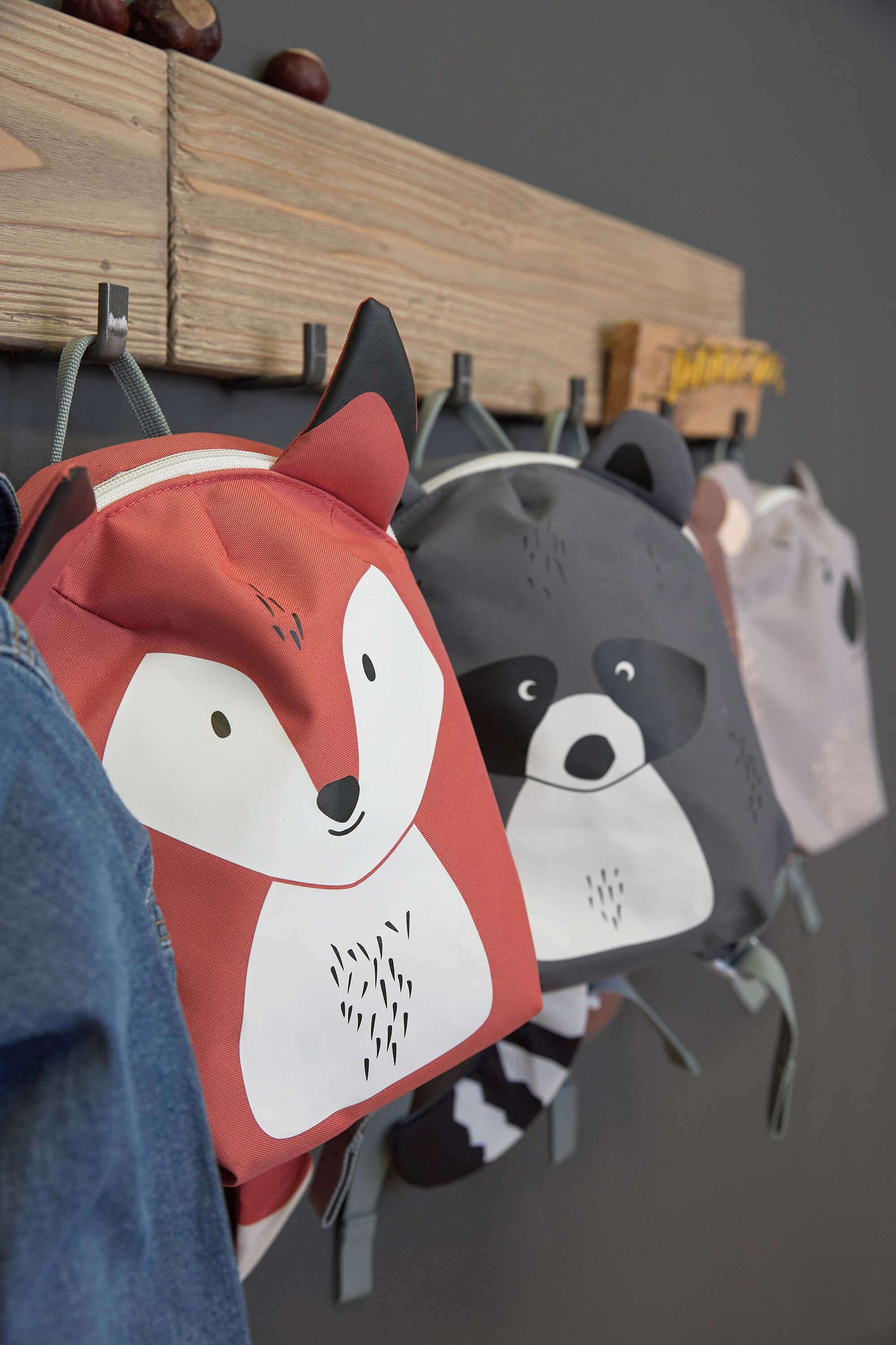 Kindergartenrucksack Tiny Waschbär Grau Lässig