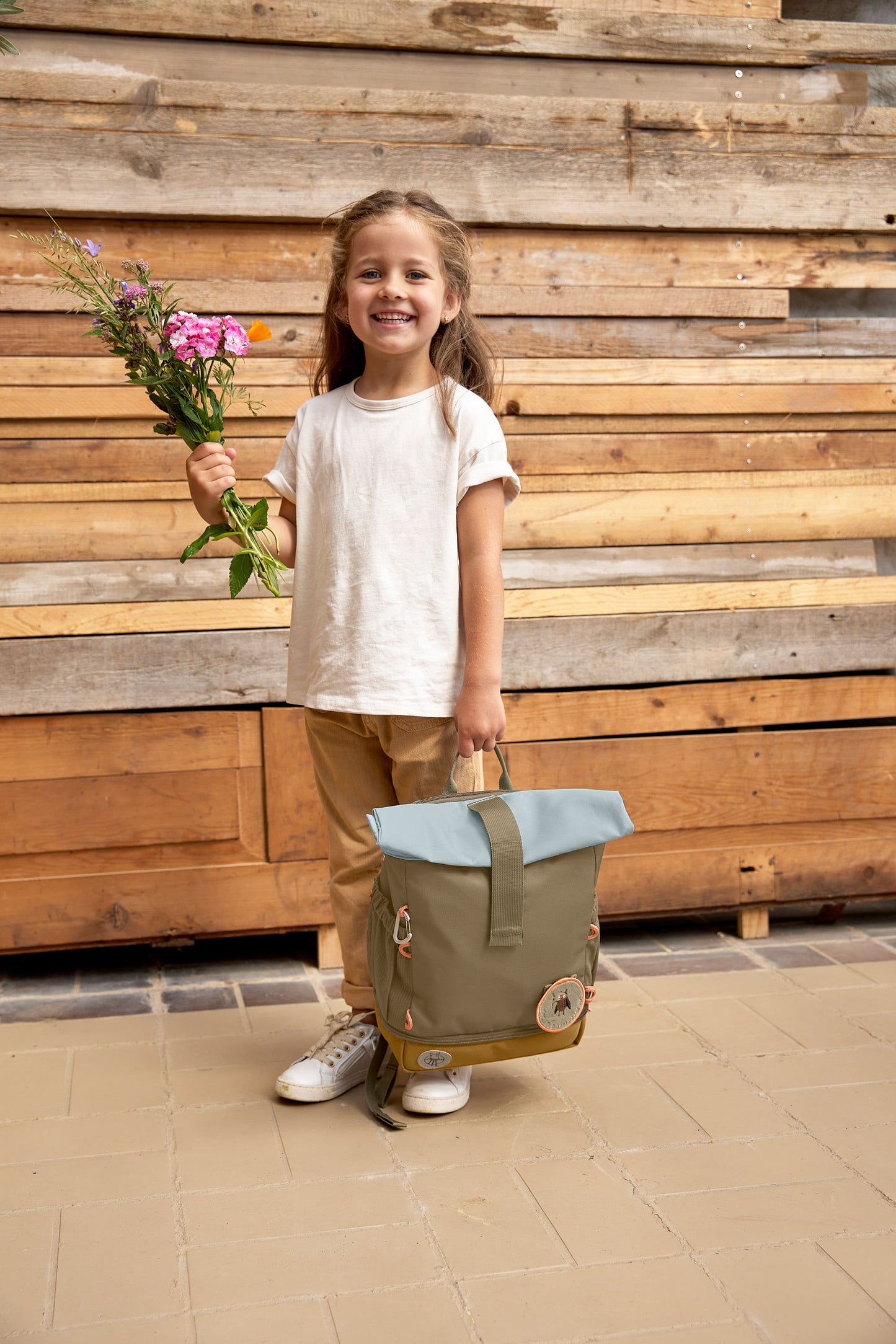 Kindergartenrucksack Rolltop Nature Oliv Lässig