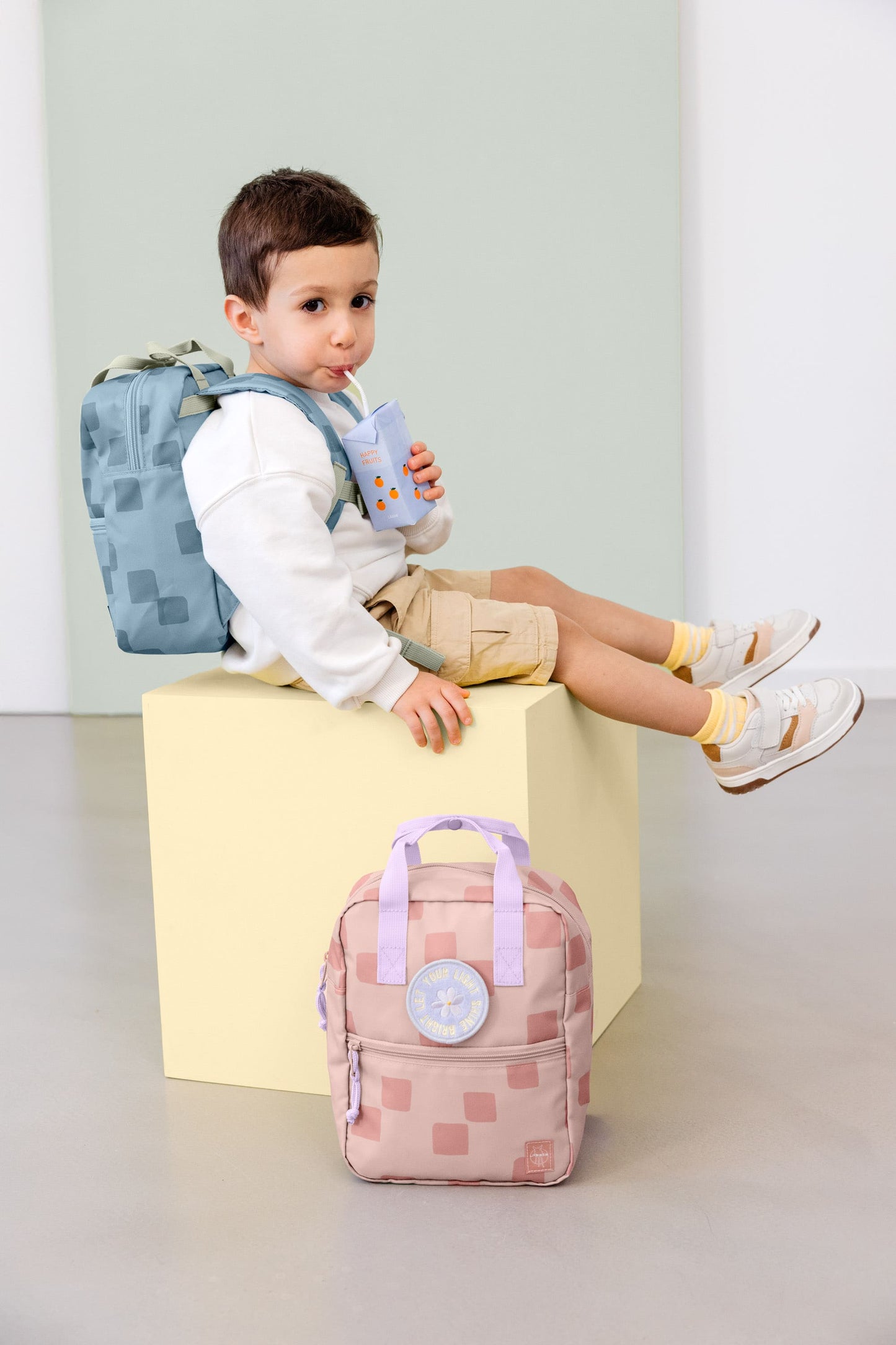 Kindergartenrucksack Square Pattern Party Blau