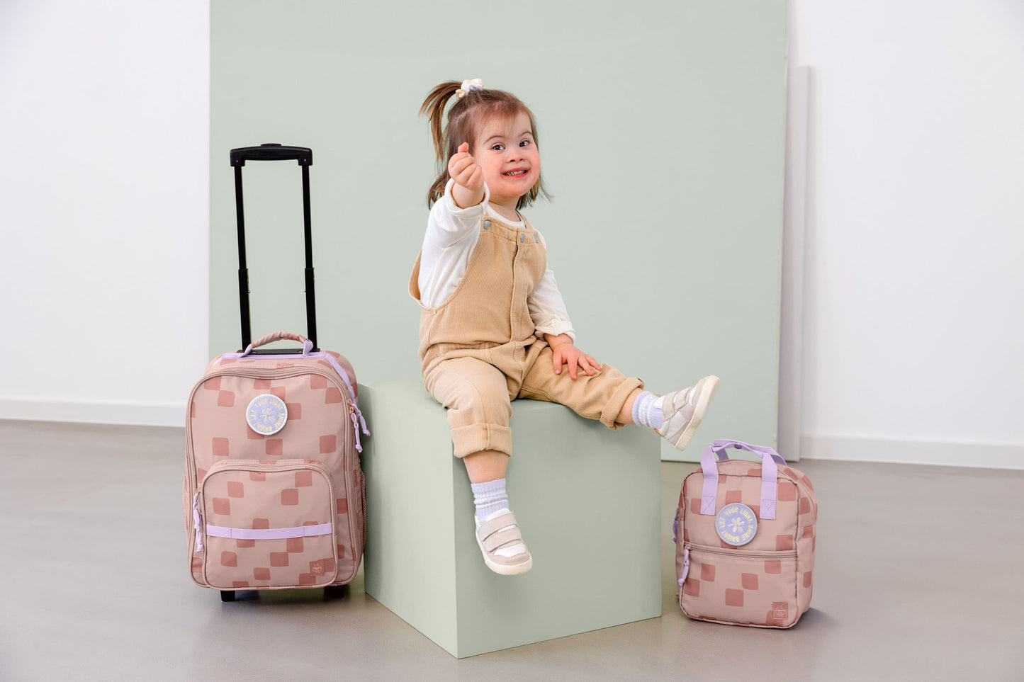 Kindergartenrucksack Square Pattern Party Rosa