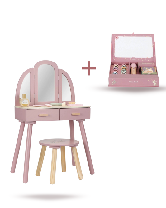 Weihnachtsspecials Bundle Little Dutch Schminktisch + Little Dutch Rosa Geschichten Projektor