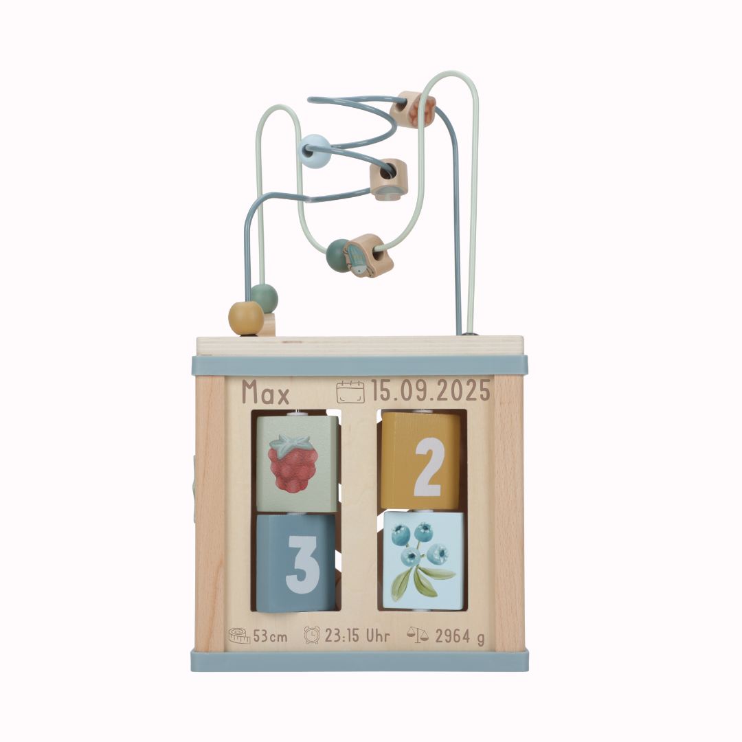 Motorikwürfel Forest Friends "Zur Geburt" Little Dutch