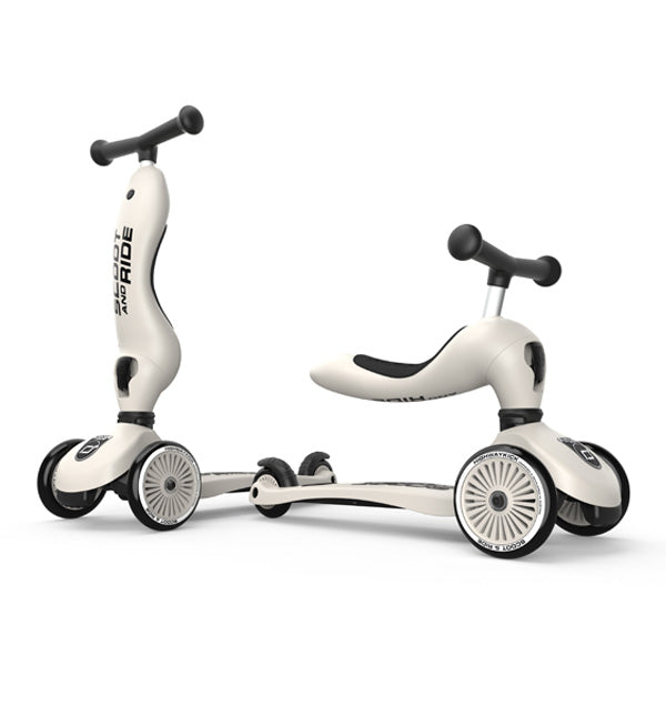 Scoot & Ride Highwaykick 1 steel 2 in1 Kickboard mit Sitz beige