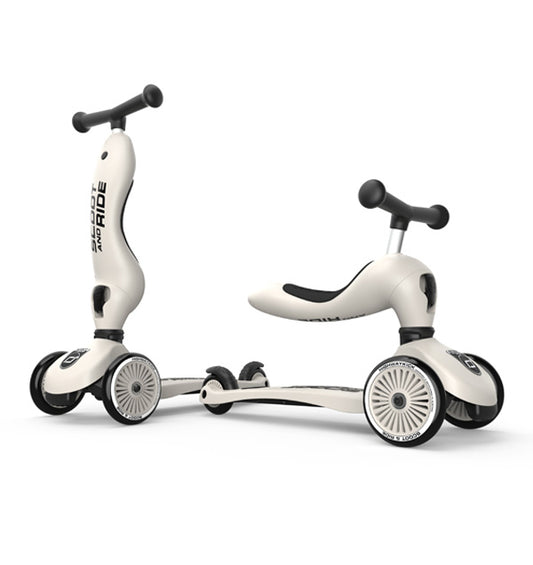 Scoot & Ride Highwaykick 1 steel 2 in1 Kickboard mit Sitz beige