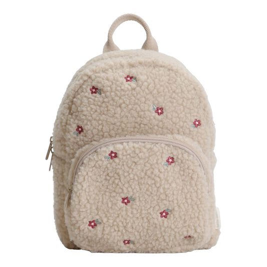 Kinderrucksack Teddy mit Blumen Sand Little Dutch