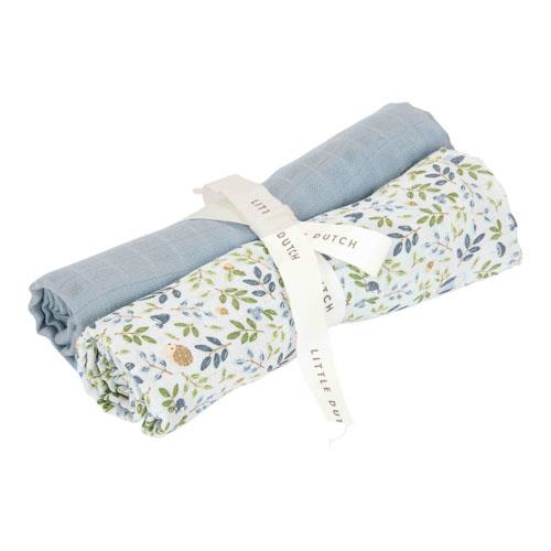 Little Dutch Musselintuch 2er-Set Forest Adventure & Denim Blue