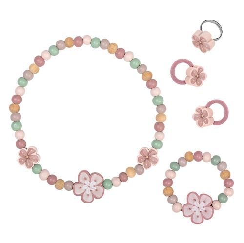 Little Dutch rosa Schmuckset Blume Holz Kinderschmuck