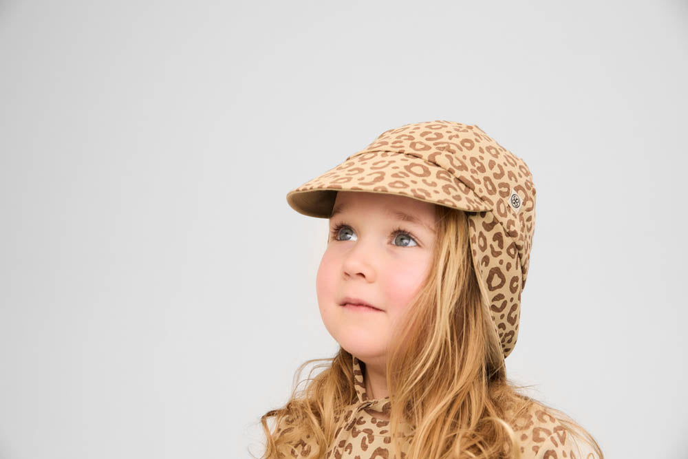 Cloby UV Sonnenhut Sun Hat wendbar Leopard Brown Sandy Beach