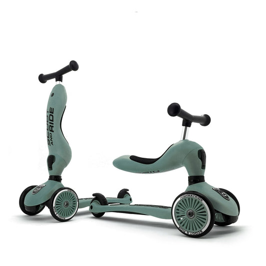 Scoot & Ride Highwaykick 1 forest 2 in1 Kickboard mit Sitz grün