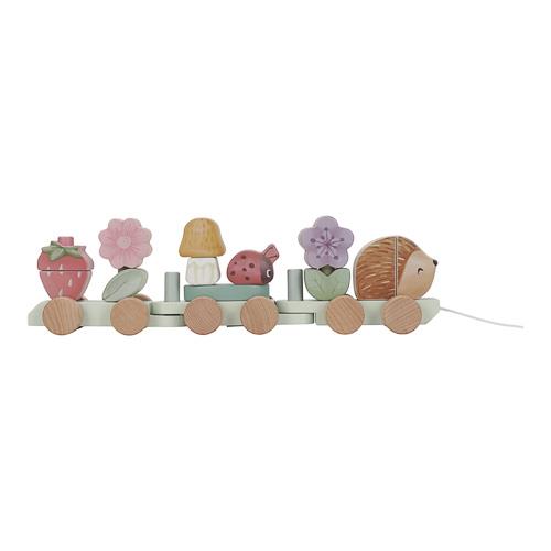 Little Dutch rosa Holz Eisenbahn mit Steck-Formen Igel - Fairy Garden