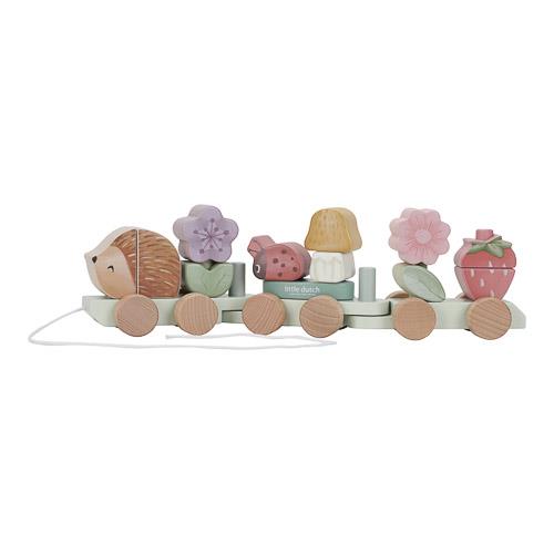 Little Dutch rosa Holz Eisenbahn mit Steck-Formen Igel - Fairy Garden
