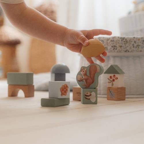 Little Dutch Bausteine blau Forest Friends Holzbauklötze
