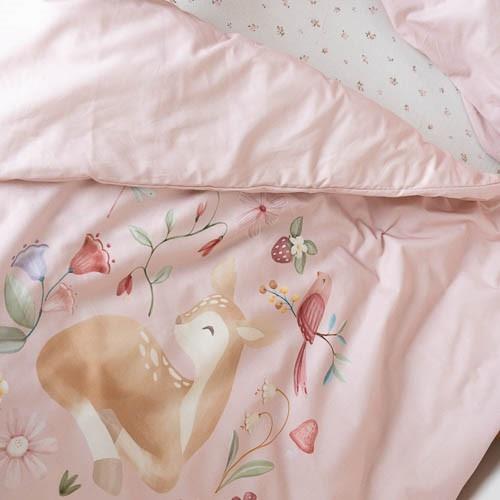 Bezug Kinderbett rosa Reh – 100x140 cm Little Dutch
