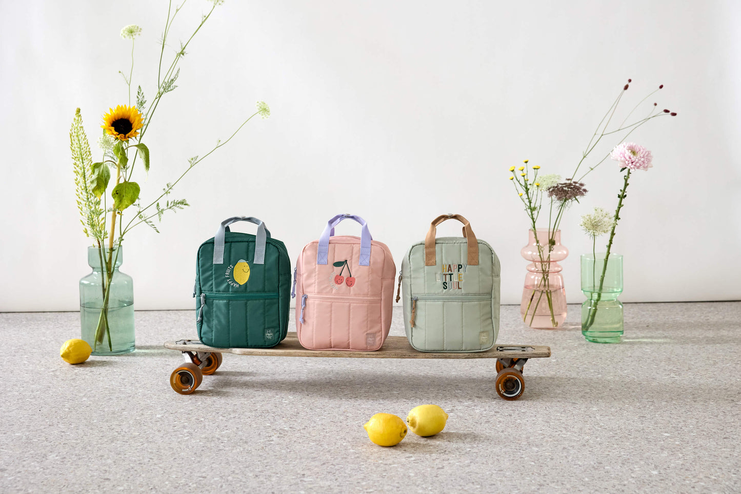 Lässig rosa Kindergartenrucksack Kirsche Square Little Gang