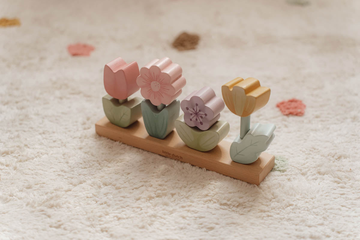 Little Dutch Stapelpuzzle Blumen Fairy Garden - zur Geburt gelasert