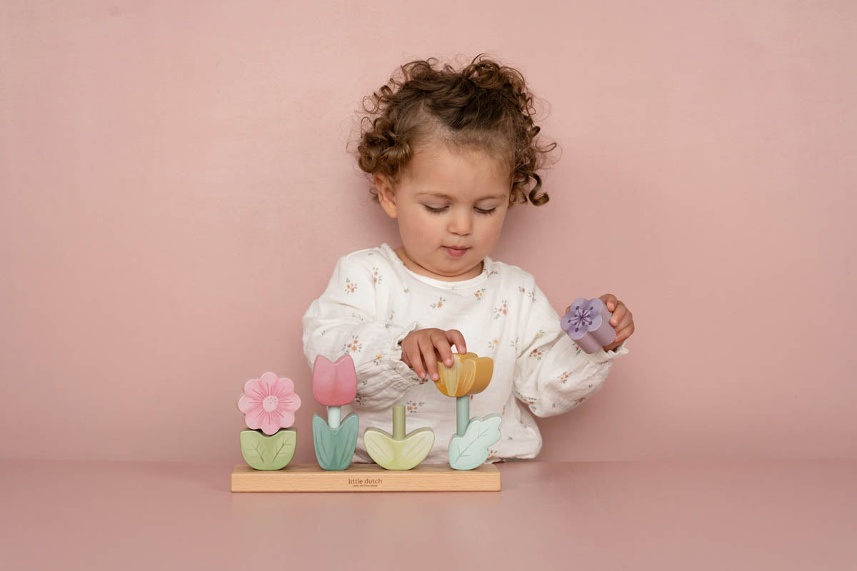 Little Dutch Stapelpuzzle Blumen Fairy Garden - zur Geburt gelasert