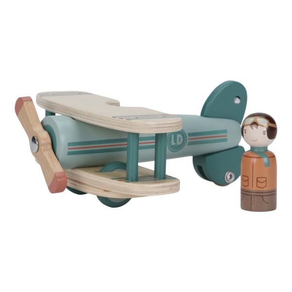 Little Dutch Spielzeugflugzeug Blau aus Holz