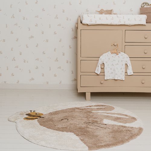 Little Dutch antirutsch Teppich Hase 110 x 110 cm beige
