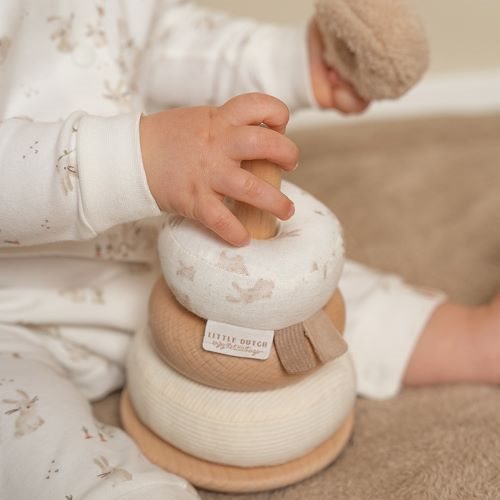 Little Dutch Stapelturm mit Ringen Baby Bunny newborn naturals  Hasenstapelturm