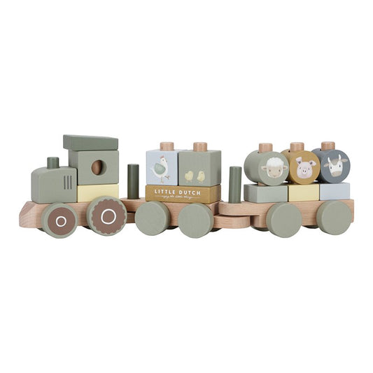 Little Dutch Holz Eisenbahn mit Steck Formen Traktor Little Farm