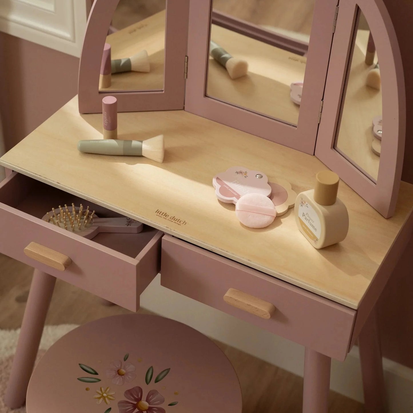Little Dutch rosa Schminktisch Holz der Frisiertisch