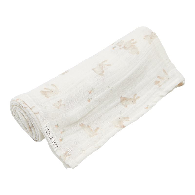 Musselintuch Swaddle 120 x 120 Baby Bunny Little Dutch