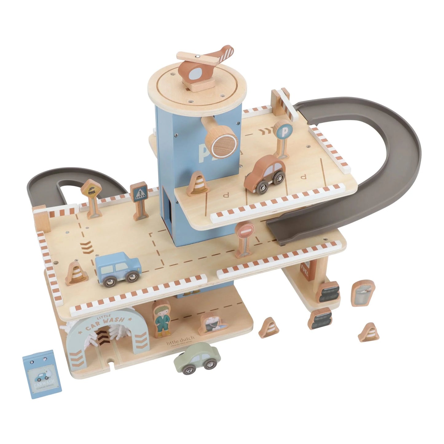 Little Dutch Parkhaus Holz  Blau Spielzeug Parkgarage