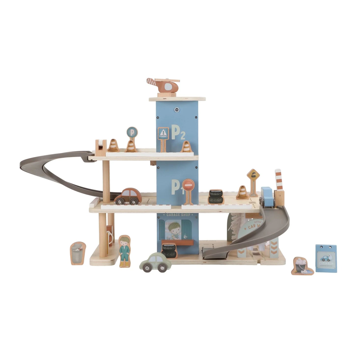 Little Dutch Parkhaus Holz  Blau Spielzeug Parkgarage